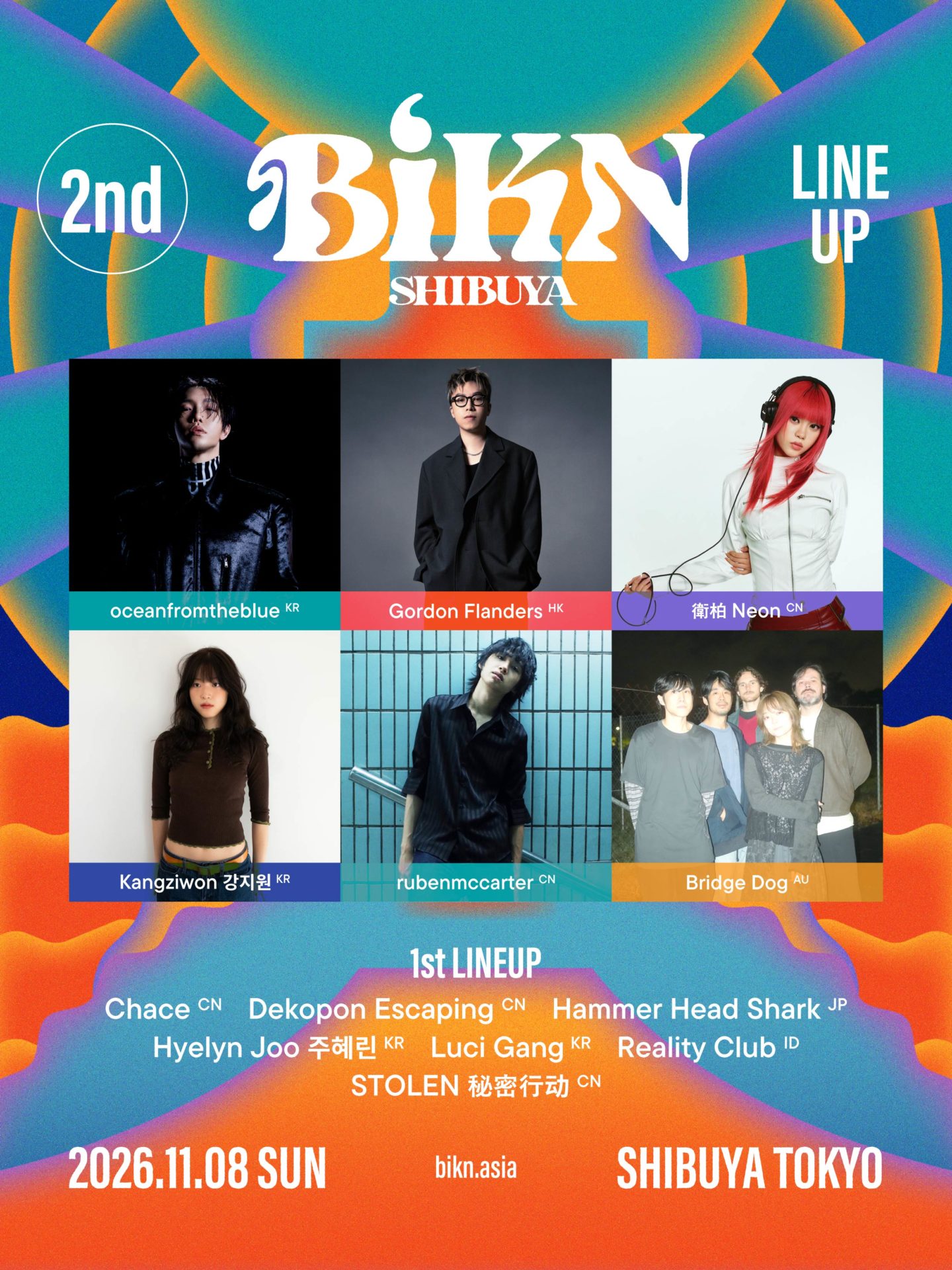 oceanfromtheblue(KR) / Gordon Flanders(HK) / 衛柏Neon(CN) / Kangziwon강지원(KR) / rubenmccarter(CN) / Bridge Dog(AU) / Chace(CN) / HyelynJoo주혜린(KR) / Dekopon Escaping丑橘出逃乐队(CN) / Luci Gang(KR) / Reality Club(ID) / STOLEN秘密行动(CN) / Hammer Head Shark(JP) and more…
